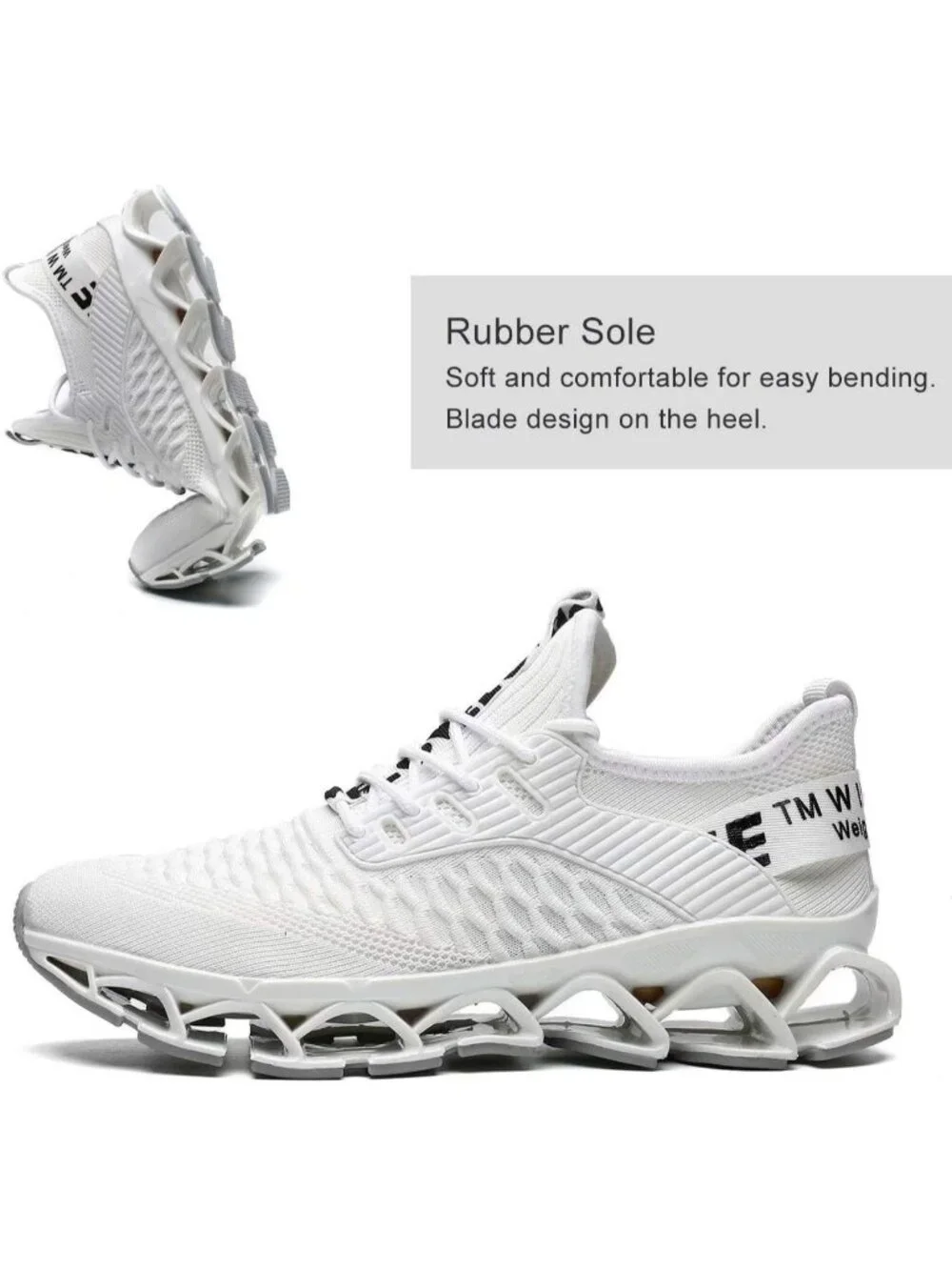 Women's White Breathable Mesh Running Blade Non Slip Casual Basketball Shoes